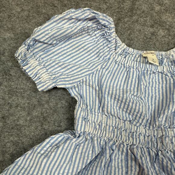 Crewcuts Seerscker Dress Blue White Stripe Toddler Girls 2 2T Puff Sleeve - Picture 3 of 10